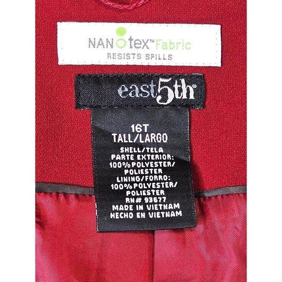 East 5th Womens Red Suit Set With Paisley Scarf & Nanotex Fabric 16T - Picture 4 of 16